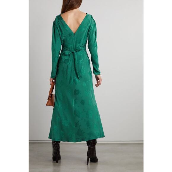 RIXO LONDON "Ginger" Green Floral Jacquard Crepe Maxi Dress NWT US XS - Picture 3 of 11